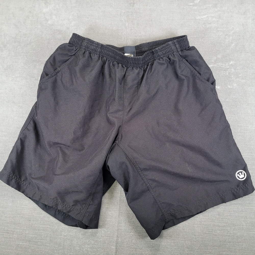 Canari Mens Size Large Cycling Shorts Black Padded‎ Chamois Elastic Waist